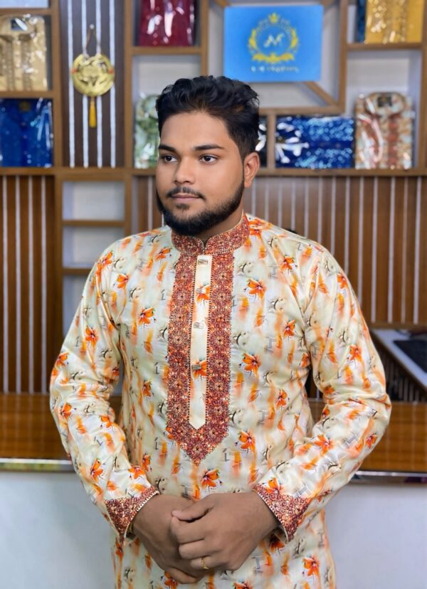 কালার প্রিন্ট এমব্রয়ডারি পাঞ্জাবি – কোড LM-200 - Image 2